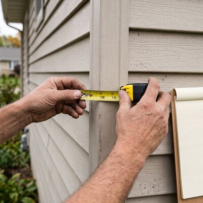 Measuring a section of exterior siding wall ahead of a cost estimate